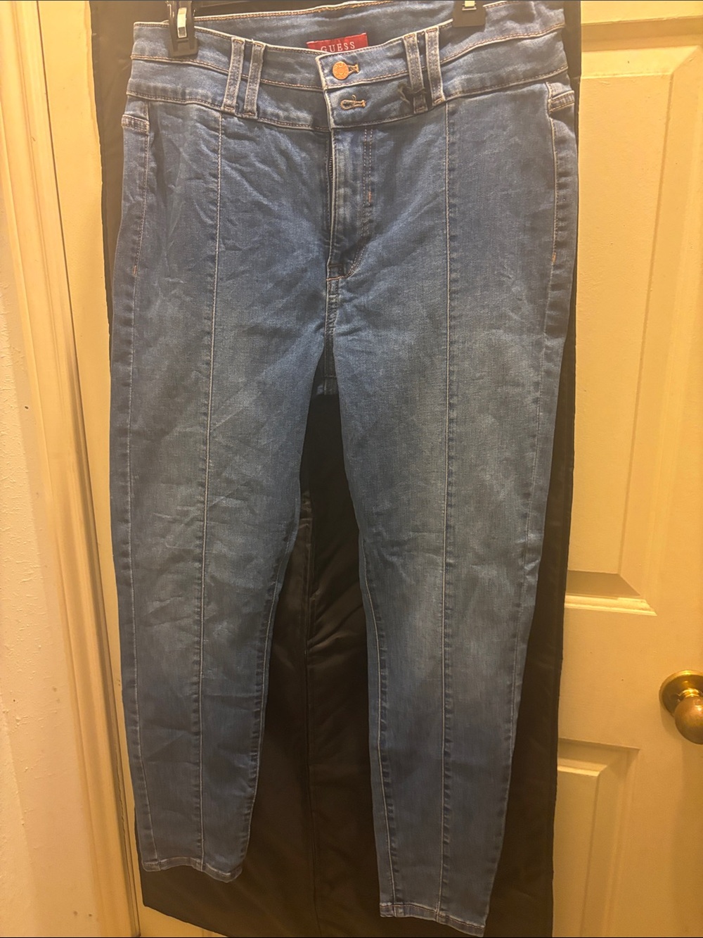 GUESS Medium Blue High-Rise Front Seam Jeans